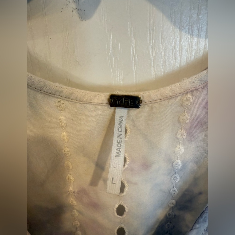 YFB Young Fabulous & Broke Costa Eyelet Tie-Dye blue Hi Low Maxi Dress large - Picture 5 of 8